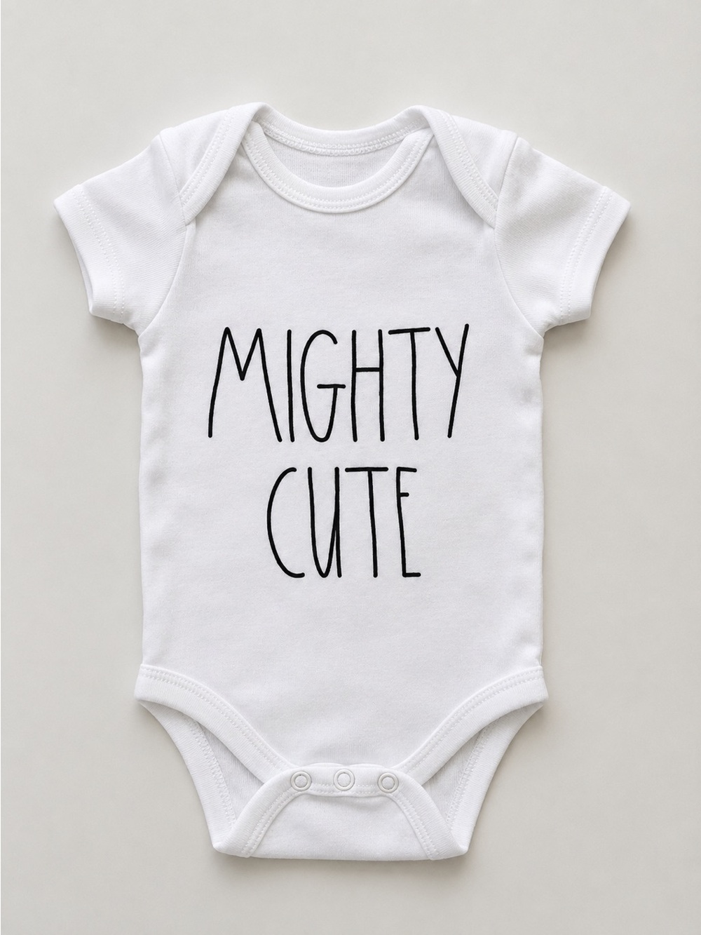 Rae Dunn White 'Mighty Cute' Baby One-Piece Bodysuit